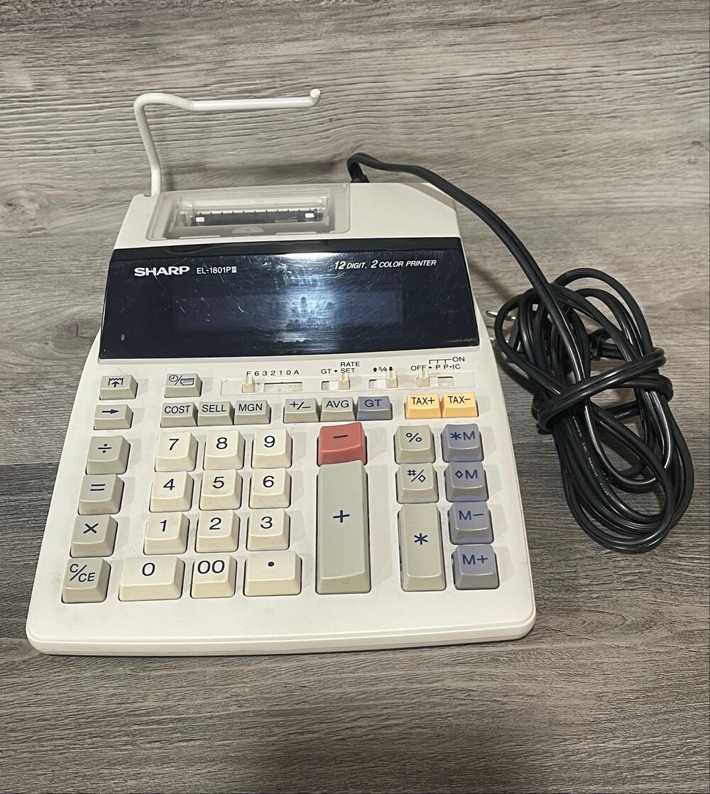 Sharp EL-1801P III 12-Digit 2-Color Printing Calculator Adding Machine Tested